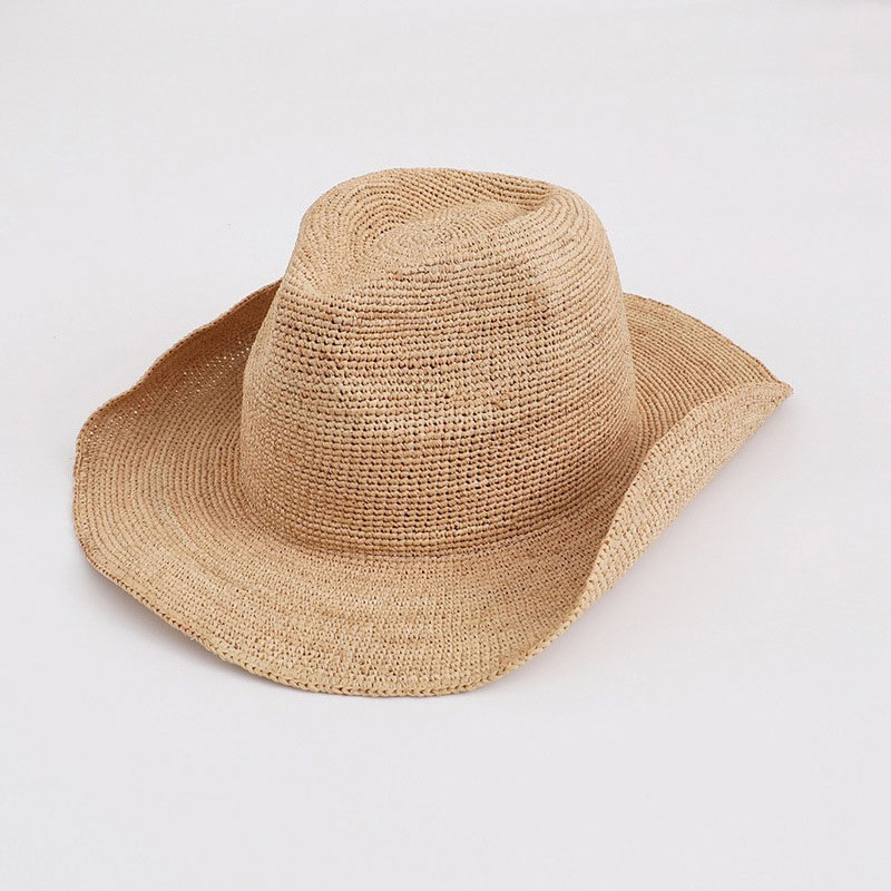 Bucket Hat Straw - Topi jerami rafia alami untuk wanita
