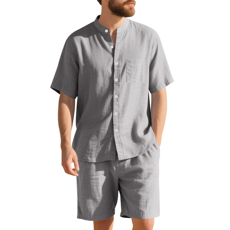 Setelan Linen Pria Musim Panas - Linen Shirt Breathable ulasan dan harga