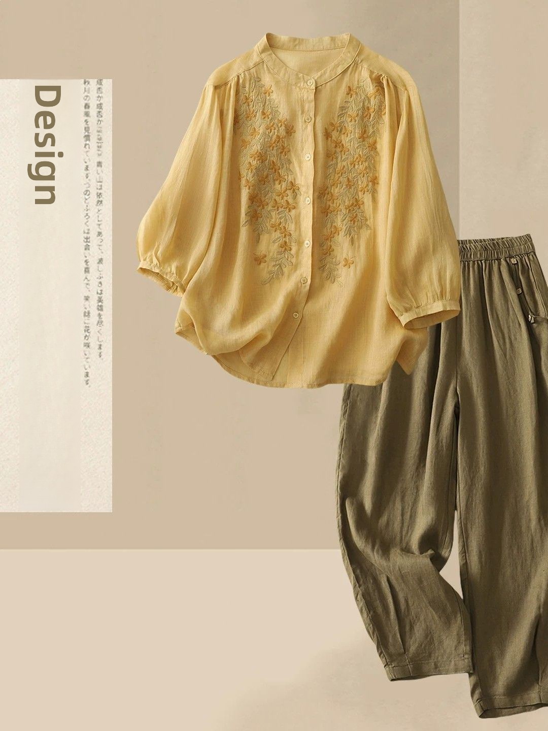 Setelan Kasual Musim Panas Kat - Linen Shirt Breathable ulasan dan harga