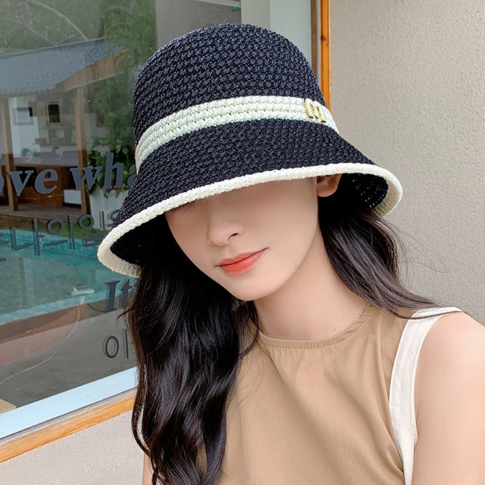 Topi Nelayan Busur Elegan Topi - Bucket Hat Straw ulasan dan harga
